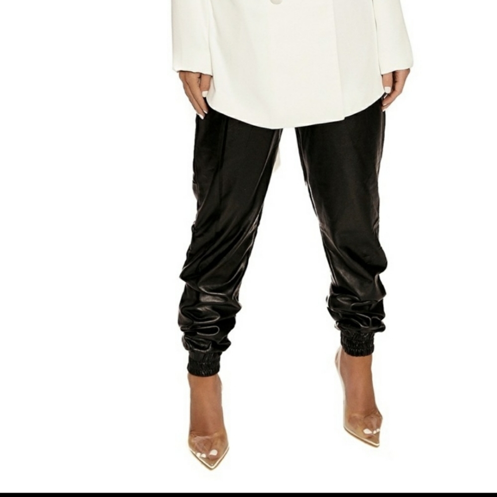 Naked Wardrobe Faux Leather Joggers